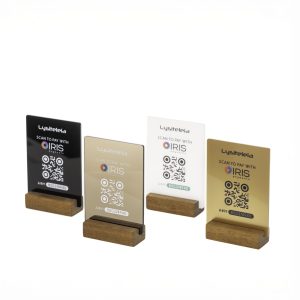 IRIS payments wood & plexi stand